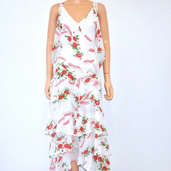NWT! CELIA BIRTWELL FOR EXPRESS Flowing Silk Chiffon Maxi Dress - Sz0 - Picture 3 of 4